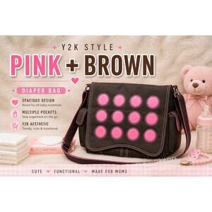 Hadaki Brown Pink Polka Dot Messenger Bag Crossbody Y2K Style